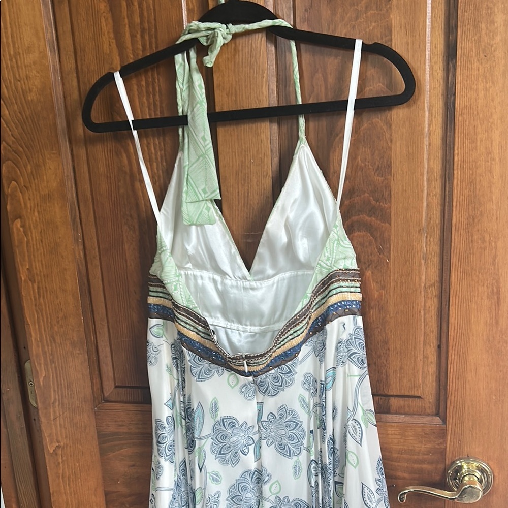 BCBGMaxAzria Asymmetrical Dress in Green and White